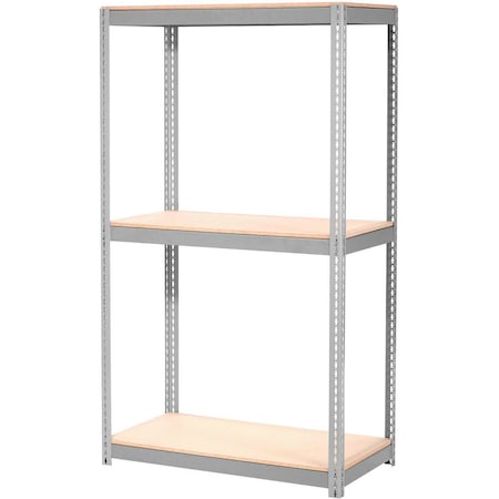 Global Industrial Expandable Starter Rack 96x36x84 3 Level Wood Deck 800 lb. Cap Per Level GRY B2297171